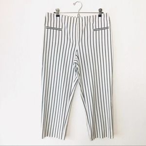 Carlisle Stripe Crop Ankle Pant US 8 Wht Blk 787